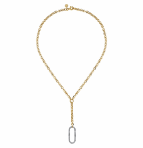 14K Two-Tone Hollow Tube Lariat Necklace with 1.11ctw Diamonds 18″ Fine Jewelry 6