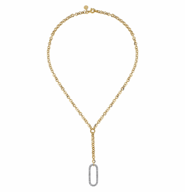 14K Two-Tone Hollow Tube Lariat Necklace with 1.11ctw Diamonds 18″ Fine Jewelry 9