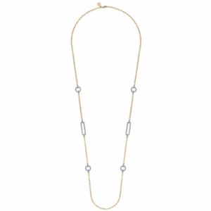 14K Two-Tone Link Chain Necklace with 1.70ctw Diamonds 32