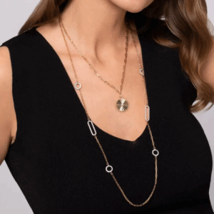 14K Two-Tone Link Chain Necklace with 1.70ctw Diamonds 32