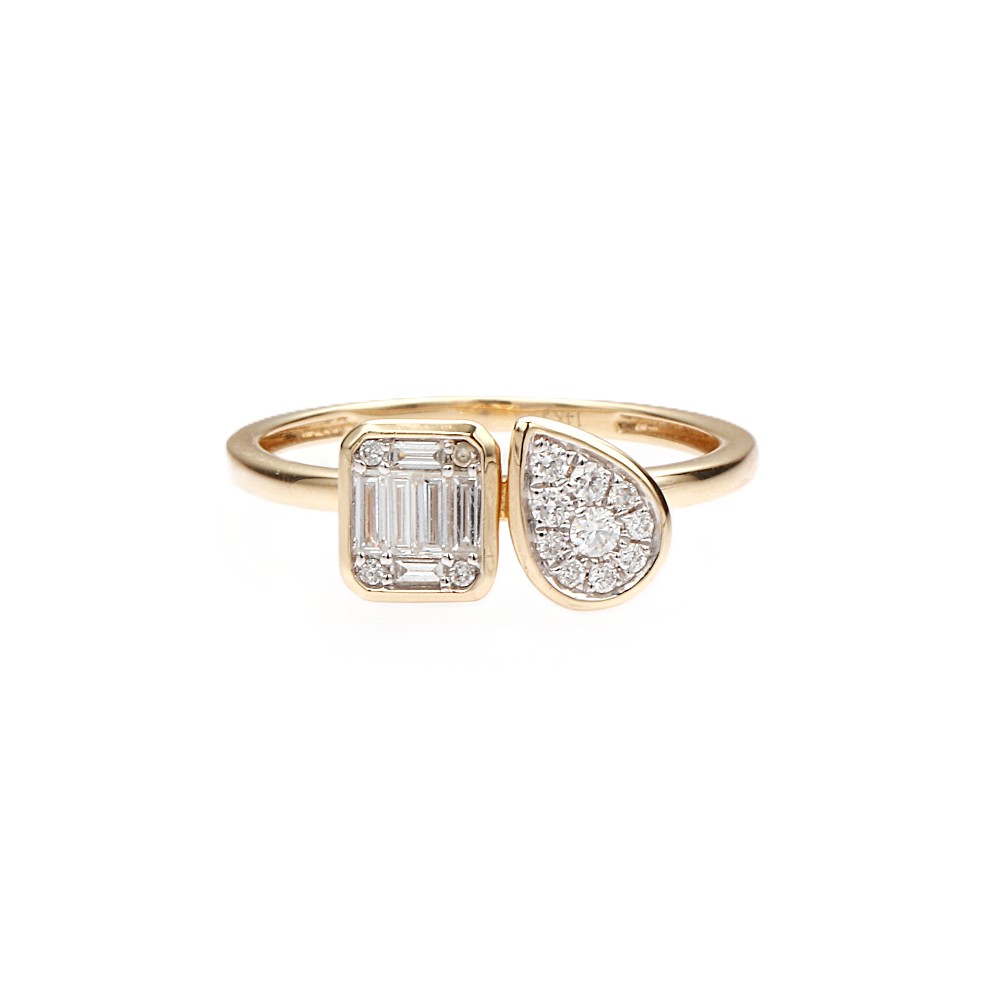 14K Yellow Gold Ring with .28ctw Baguette & Round Diamonds Size 6.75 Fine Jewelry