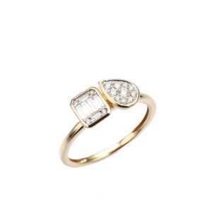 14K Yellow Gold Ring with .28ctw Baguette & Round Diamonds Size 6.75