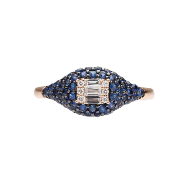 14K Rose Gold Ring with .73ctw Blue Sapphires & .12ctw Baguette/Round Diamonds Size 6.75 Fine Jewelry 5