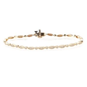 14K Yellow Gold Milgrain Accented Bezel Station Bracelet with 1.35ctw Diamonds 7