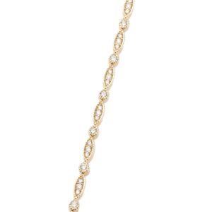 14K Yellow Gold Milgrain Accented Bezel Station Bracelet with 1.35ctw Diamonds 7