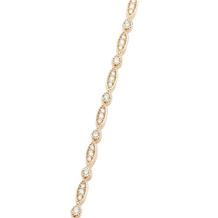 14K Yellow Gold Milgrain Accented Bezel Station Bracelet with 1.35ctw Diamonds 7″ Bracelets 4