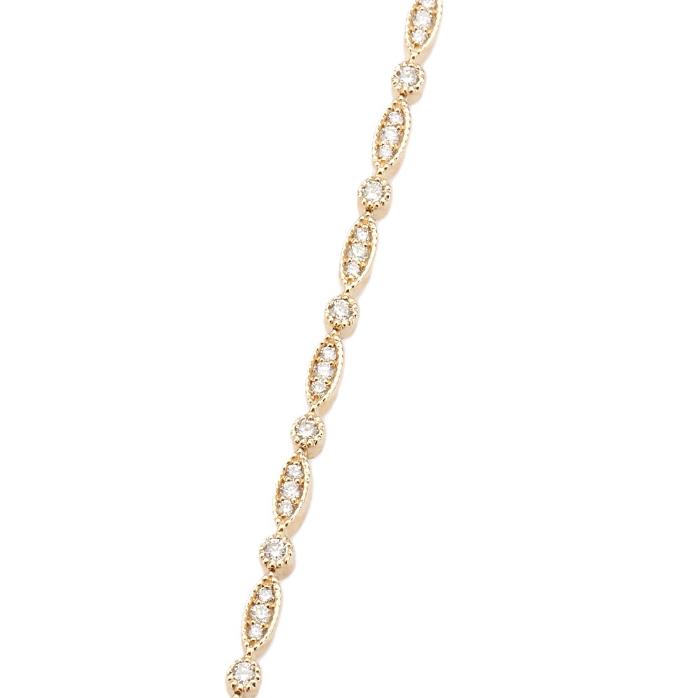 14K Yellow Gold Milgrain Accented Bezel Station Bracelet with 1.35ctw Diamonds 7″ Bracelets 2