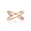 14K Yellow Gold Ring with .65ctw Pear Pink Sapphires & .06ctw Diamonds Size 6 Fine Jewelry 7