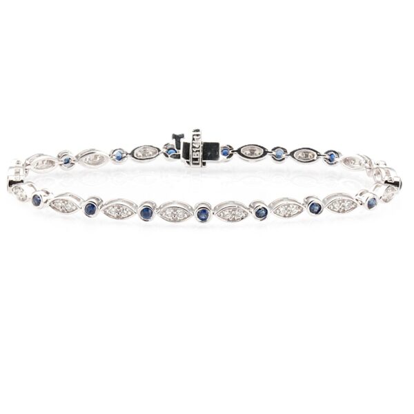 14K White Gold Bezel Bracelet with 1.50ctw Blue Sapphires & 1.00ctw Diamonds 7″ Bracelets 5