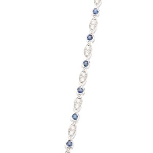 14K White Gold Bezel Bracelet with 1.50ctw Blue Sapphires & 1.00ctw Diamonds 7