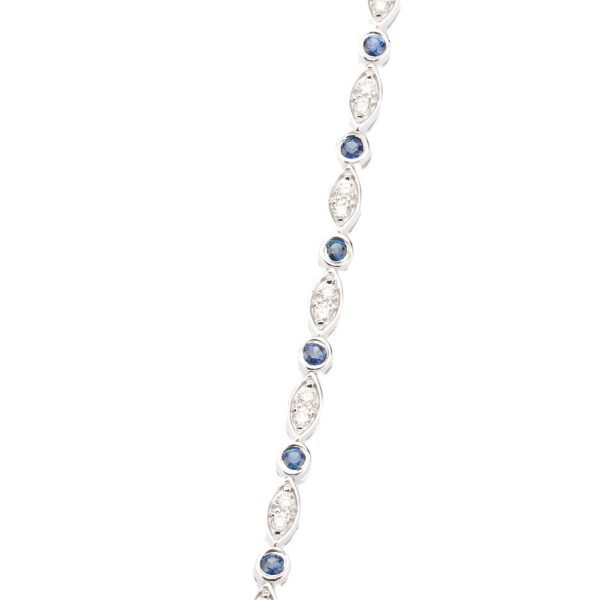 14K White Gold Bezel Bracelet with 1.50ctw Blue Sapphires & 1.00ctw Diamonds 7″ Bracelets 6