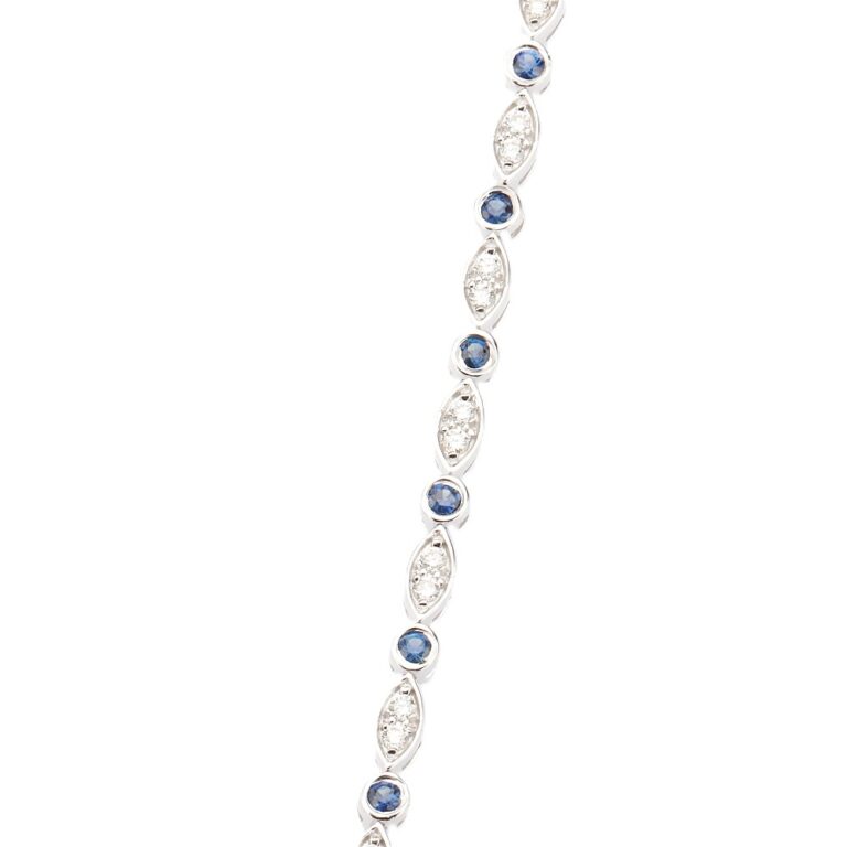 14K White Gold Bezel Bracelet with 1.50ctw Sapphires & 1.00ctw Diamonds 7″ Bracelets 4