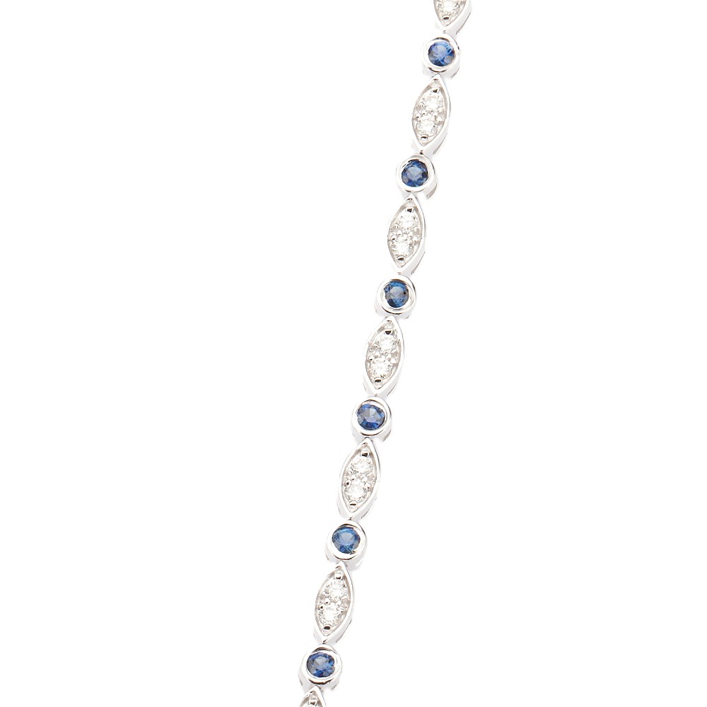 14K White Gold Bezel Bracelet with 1.50ctw Blue Sapphires & 1.00ctw Diamonds 7″ Bracelets 2