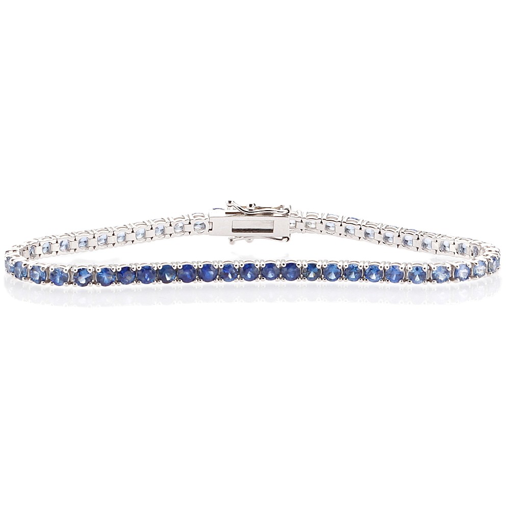 14K White Gold Tennis Bracelet with 10.00ctw Ombre Blue Sapphires 7″ Bracelets