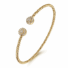 14K Yellow Gold Split Cluster Bangle with Bujukan Beads & .31ctw Diamonds Size 6.25 Bracelets 11