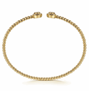 14K Yellow Gold Split Cluster Bangle with Bujukan Beads & .31ctw Diamonds Size 6.25 Bracelets 6