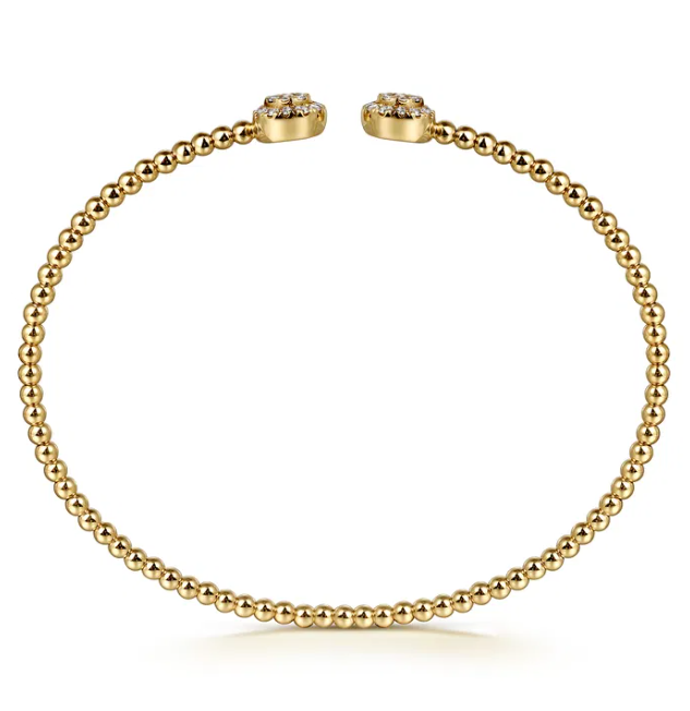 14K Yellow Gold Split Cluster Bangle with Bujukan Beads & .31ctw Diamonds Size 6.25 Bracelets 3