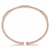 14K Rose Gold Station Bangle with Bujukan Beads & .44ctw Diamonds Size 6.25 Bracelets 12