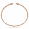 14K Rose Gold Open Cuff Bangle with Bujukan Beads & .30ctw Baguette/Round Diamonds Size 6.25 Bracelets 12