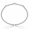 14K White Gold Pyramid Station Bangle with Bujukan Beads Size 6.5 Bracelets 15