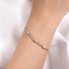 14K White Gold Pyramid Station Bangle with Bujukan Beads Size 6.5 Bracelets 16