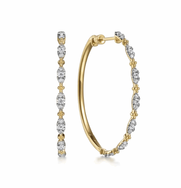 14K Yellow Gold Intricate Hoops with .59ctw Diamonds 40mm Earrings 5