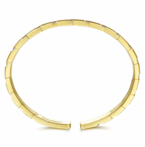 14K Yellow Gold Chevron Station Bangle with .52ctw Diamonds Size 6.5 Bracelets 8