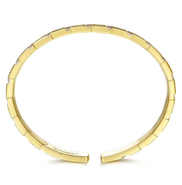 14K Yellow Gold Chevron Station Bangle with .52ctw Diamonds Size 6.5 Bracelets 4