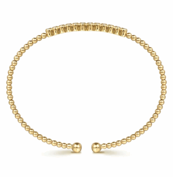 14K Yellow Gold Bangle with Bujukan Beads & .15ctw Diamonds Size 6.5 Bracelets 12