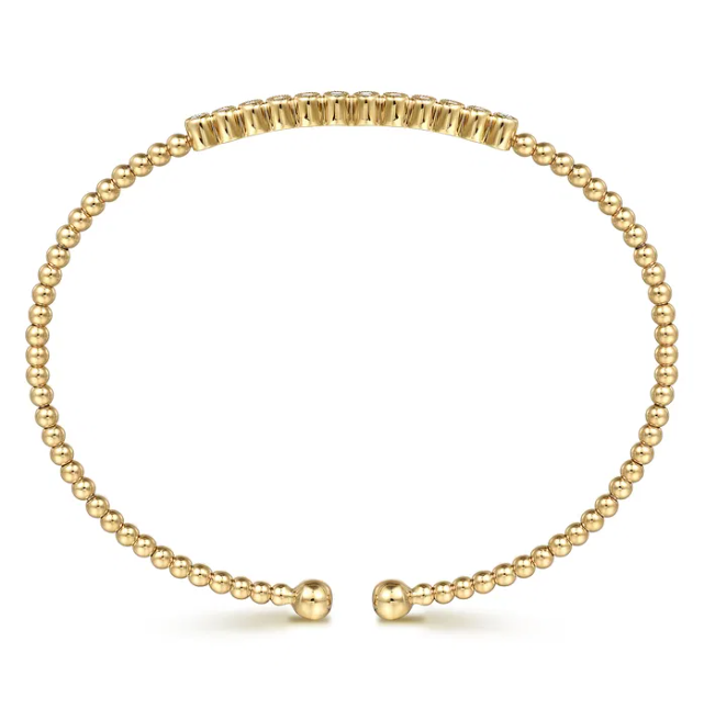 14K Yellow Gold Bangle with Bujukan Beads & .15ctw Diamonds Size 6.5 Bracelets 4