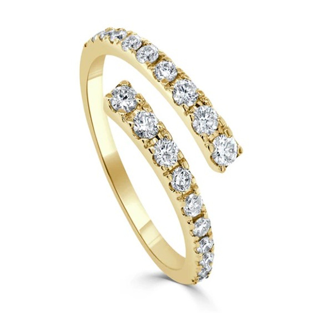 14K Yellow Gold Crossover Ring with .55ctw Diamonds Size 7 Fine Jewelry