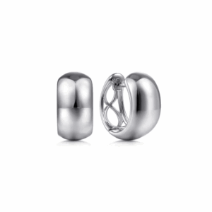 14K White Gold Wide Smooth Huggies 12mm