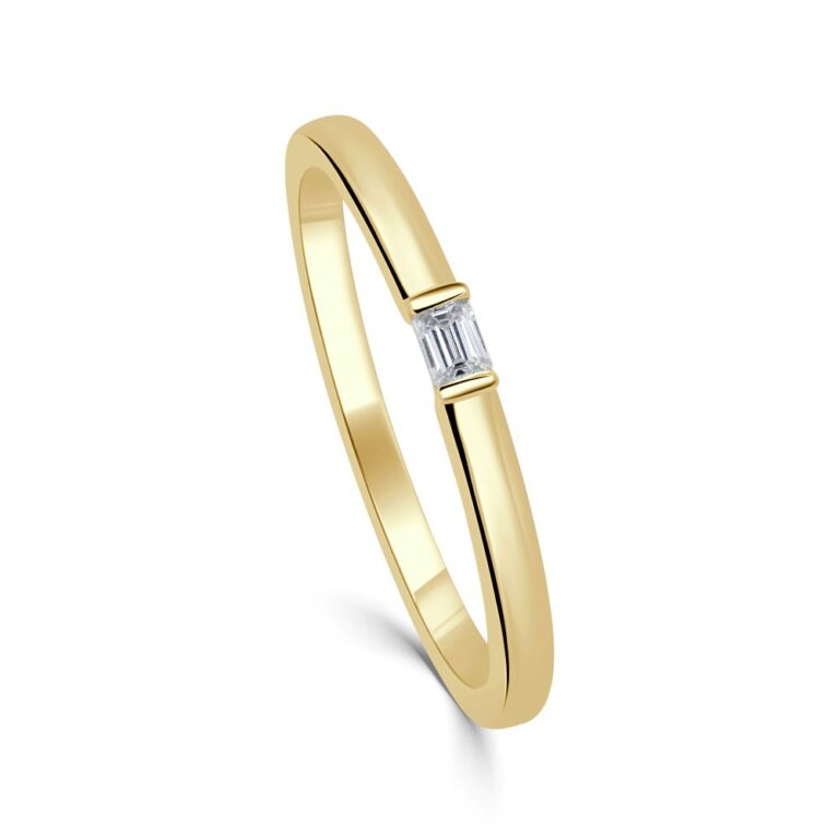 14K Yellow Gold Stackable Ring with .07ct Emerald Diamond Size 6.5 Fine Jewelry 2