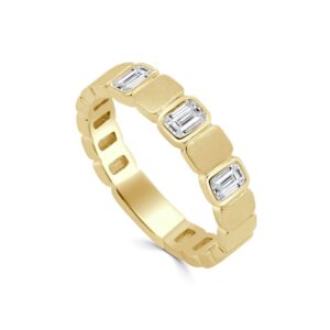 14K Yellow Gold Ring with .42ctw Emerald Cut Diamonds Size 6.75