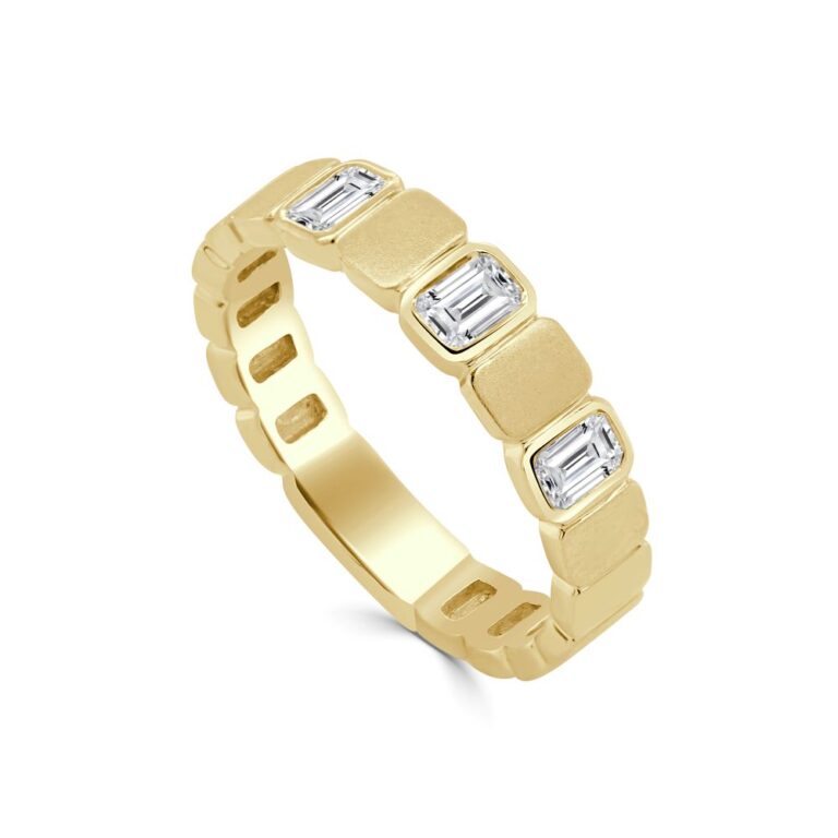 14K Yellow Gold Ring with .42ctw Emerald Cut Diamonds Size 6.75 Fine Jewelry 2