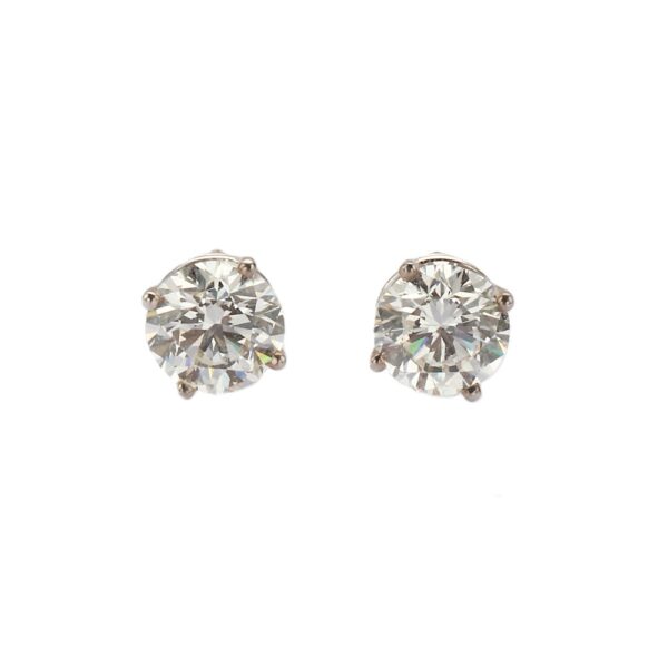 14K White Gold Solitaire Studs with 2.06ctw Round Diamonds (G/H, SI) Earrings 5