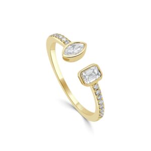 14K Yellow Gold Open Style Ring with .44ctw Multi-Shape Diamonds Size 7