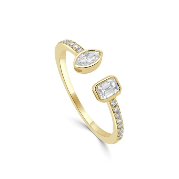 14K Yellow Gold Open Style Ring with .44ctw Multi-Shape Diamonds Size 7 Fine Jewelry 3