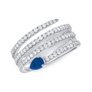 14K White Gold Ring with .50ct Pear Blue Sapphire & .60ctw Diamonds Size 7