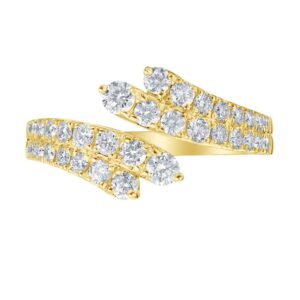 14K Yellow Gold Bypass Ring with 1.04ctw Diamonds Size 7.75