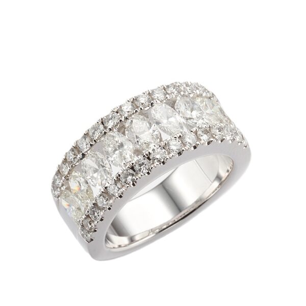 18K White Gold Ring with 3.60ctw Oval & Round Diamonds Size 6.25 Fine Jewelry 6