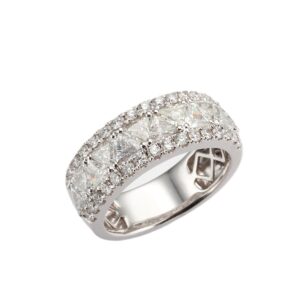 14K White Gold Ring with 2.75ctw Trillion & Round Diamonds Size 6.5