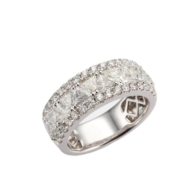 14K White Gold Ring with 2.75ctw Trillion & Round Diamonds Size 6.5 Fine Jewelry 4