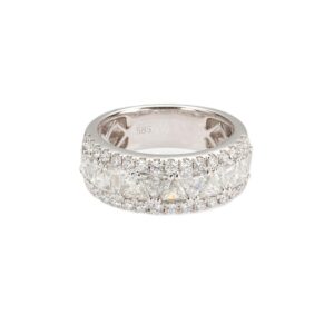 14K White Gold Ring with 2.75ctw Trillion & Round Diamonds Size 6.5