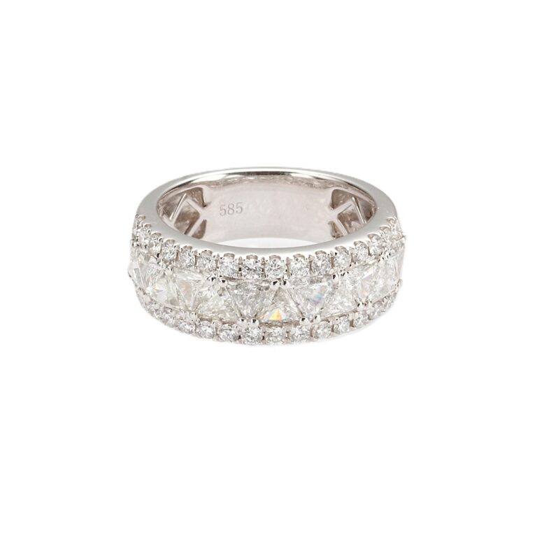 14K White Gold Ring with 2.75ctw Trillion & Round Diamonds Size 6.5 Fine Jewelry 3