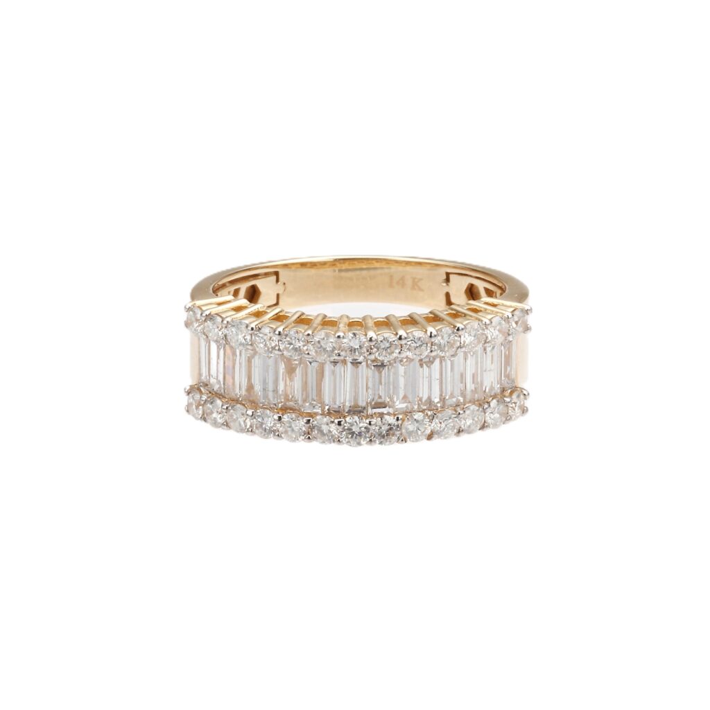 14K Yellow Gold Ring with 1.75ctw Baguette & Round Diamonds Size 6.75 Fine Jewelry 3