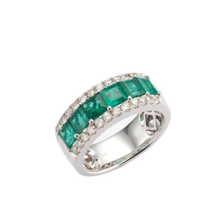 14K White Gold Ring with 2.50ctw Square Step Emeralds & .60ctw Diamonds Size 6.25 Fine Jewelry 4