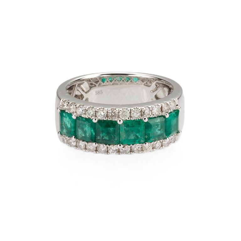 14K White Gold Ring with 2.50ctw Square Step Emeralds & .60ctw Diamonds Size 6.25 Fine Jewelry 3