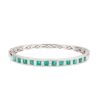 14K White Gold Bangle with 3.12ctw Square Step Green Emeralds & 3.10ctw Princess/Round Diamonds Size 6.5 Bracelets 7