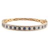 14K Yellow Gold Bangle with 3.00ctw Blue Sapphires & 4.00ctw Princess/Round Diamonds Size 6.5 Bracelets 7